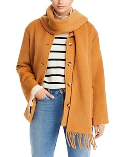 Aqua scarf collar coat - aqua, women's